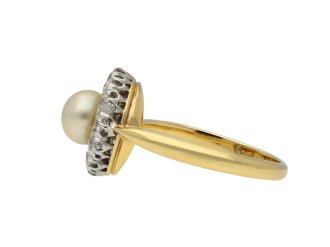 Pearl and diamond coronet cluster ring hatton garden