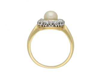 Pearl and diamond coronet cluster ring hatton garden