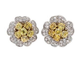 Fancy colour diamond cluster earrings hatton garden