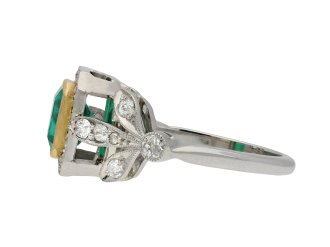 Colombian emerald and diamond cluster ring hatton garden