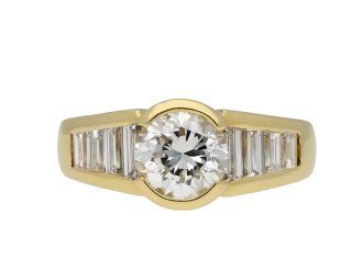 Vintage diamond flanked solitaire ring hatton garden