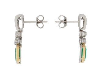 Colombian emerald and diamond drop earrings Italian hatton garden