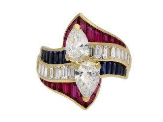 Mauboussin diamond, ruby and sapphire ring hatton garden