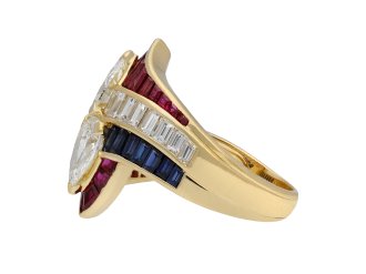 Mauboussin diamond, ruby and sapphire ring hatton garden