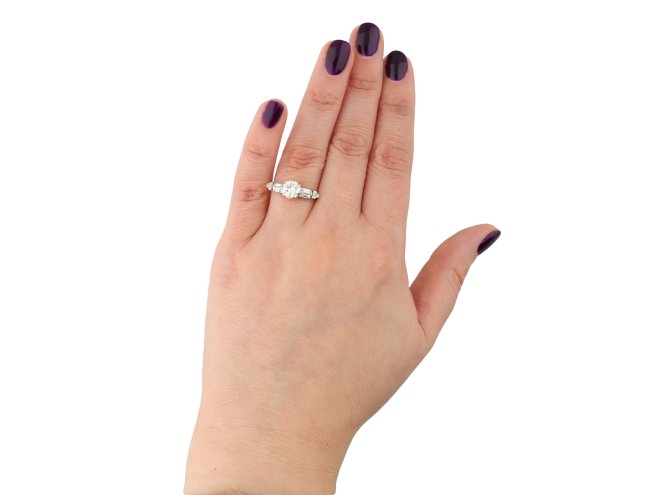 Art Deco diamond flanked solitaire ring hatton garden