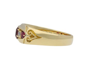 Siam ruby and diamond five stone ring hatton garden