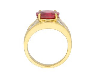 Vintage ruby and diamond flanked solitaire ring hatton garden