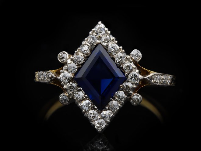 Sapphire and diamond cluster ring circa 1905 hatton garden