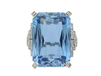 Art Deco aquamarine and diamond ring hatton garden