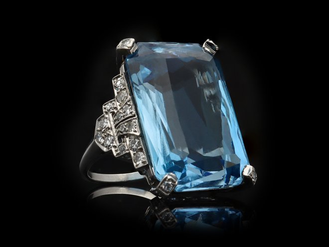 Art Deco aquamarine and diamond ring hatton garden