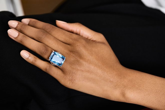 Art Deco aquamarine and diamond ring hatton garden