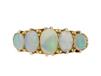 Victorian opal five stone ring, English Hatton Garden