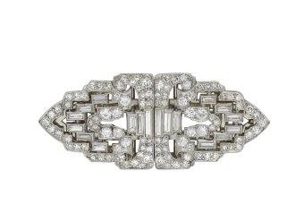Diamond double clip brooch hatton garden