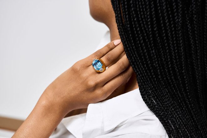 Aquamarine and diamond dress ring hatton garden