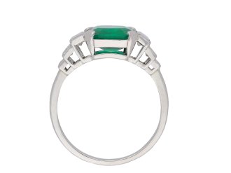 Art Deco Colombian emerald diamond solitaire ring hatton garden