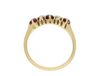 Saunders and Shepherd ruby and diamond five stone ring, English, 1901. Hatton Garden