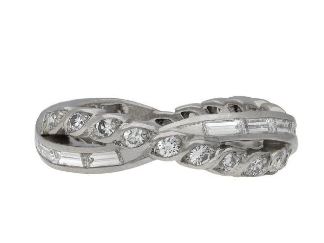 Sterlé diamond twisted eternity ring, French, circa 1950. Hatton Garden