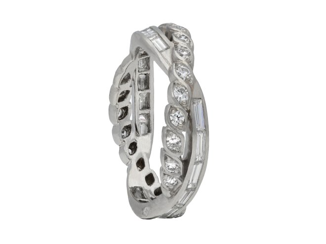 Sterlé diamond twisted eternity ring, French, circa 1950. Hatton Garden