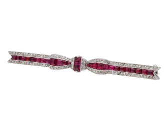 Belle Époque ruby and diamond bow brooch hatton garden