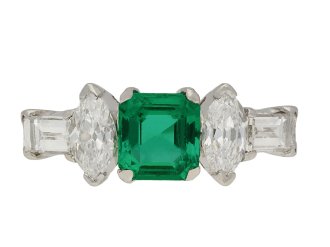 Colombian emerald and diamond ring, circa 1950. Hatton Garden