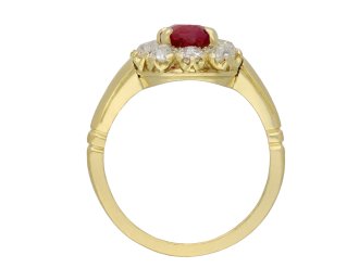 Victorian Burmese ruby diamond coronet cluster ring hatton garden
