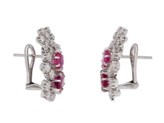 Burmese ruby and diamond earrings, circa 1950 hatton garden