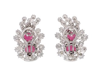 Burmese ruby and diamond earrings, circa 1950 hatton garden