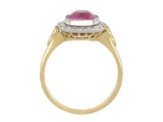 Pink Burmese sapphire and diamond cluster ring hatton garden