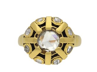 Andre Rivaud rose cut diamond cluster ring, French hatton garden