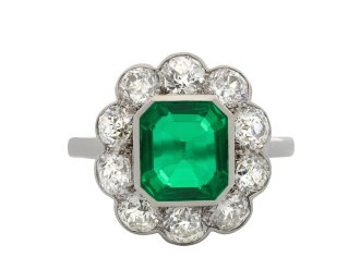 Cartier Colombian Emerald and Diamond Cluster Ring hatton garden