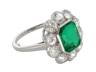 Cartier Colombian Emerald and Diamond Cluster Ring hatton garden