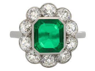 Cartier Colombian Emerald and Diamond Cluster Ring hatton garden