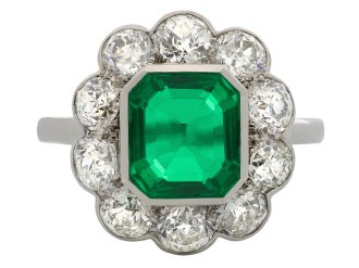 Cartier Colombian Emerald and Diamond Cluster Ring hatton garden