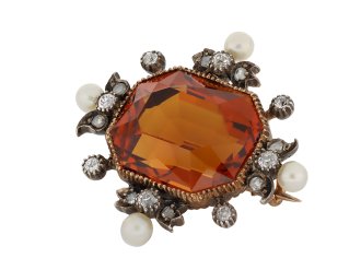 Citrine, pearl & diamond brooch, circa 1860 hatton garden