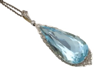 Aquamarine and diamond pendant, circa 1920. hatton garden