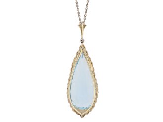 Aquamarine and diamond pendant, circa 1920. hatton garden