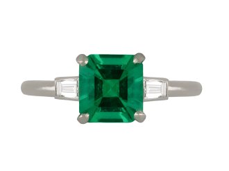 Art Deco Colombian emerald and diamond ring, circa 1930. Hatton Garden