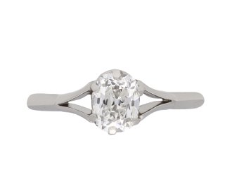 Old mine diamond solitaire ring, circa 1920.