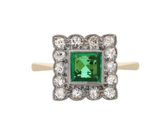 Colombian emerald and diamond cluster ring hatton garden