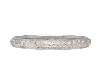 Engraved platinum wedding band, circa 1915. Hatton Garden