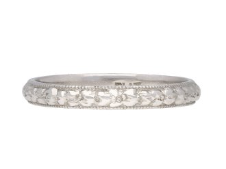 Platinum engraved wedding ring, circa 1915. Hatton Garden