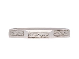 Platinum engraved wedding band, circa 1920. Hatton Garden