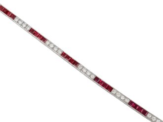 Ruby and diamond line bracelet American hatton garden