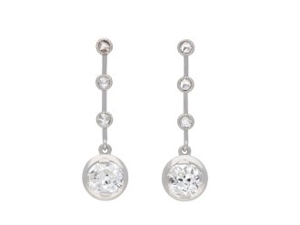 Antique Diamond Drop Earrings, circa 1920. Hatton Garden