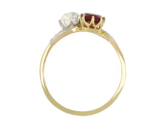 Burmese ruby and diamond cross over ring hatton garden