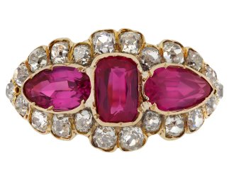 Burmese Ruby and diamond cluster ring, circa 1890.