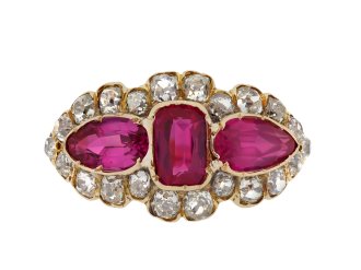 Burmese Ruby and diamond cluster ring, circa 1890 hatton garden