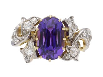 Ceylon sapphire and diamond cluster ring, circa 1910. Hatton Garden