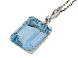 Vintage aquamarine and diamond pendant, circa 1950 hatton garden