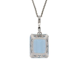 Vintage aquamarine and diamond pendant, circa 1950 hatton garden